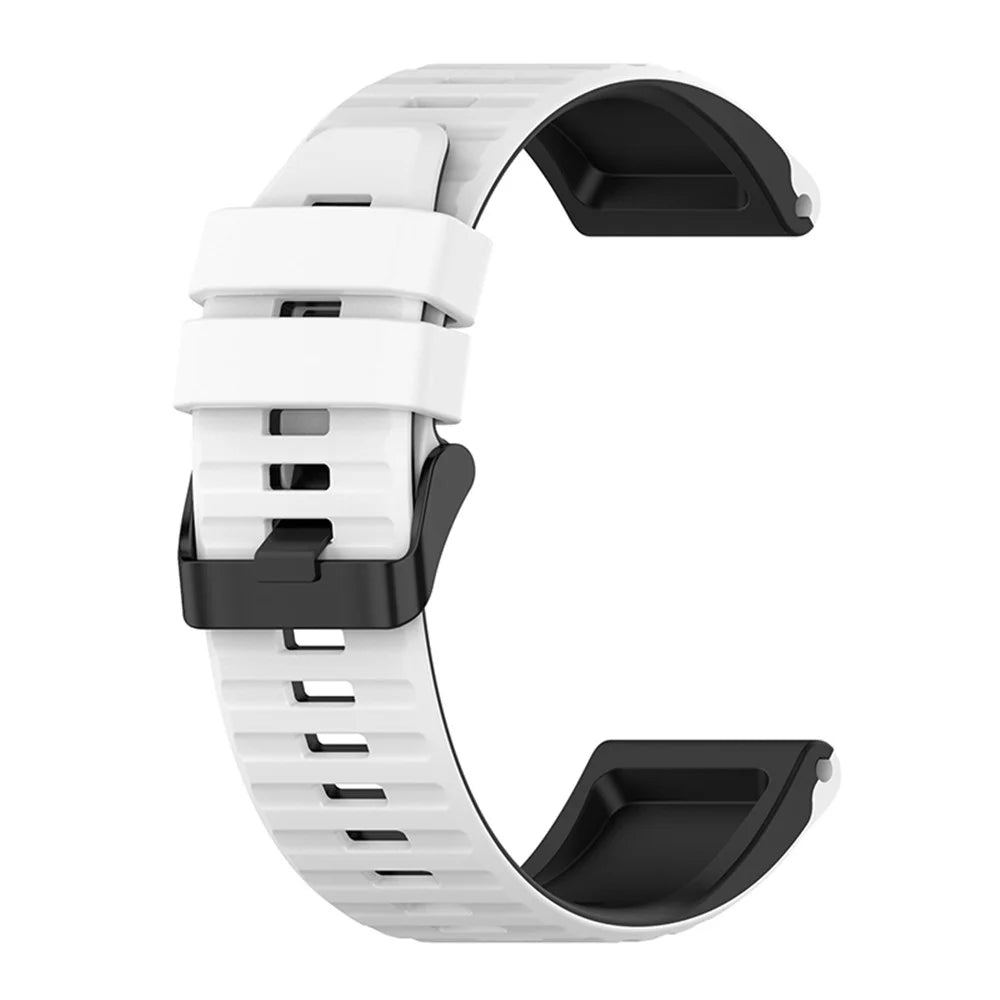 For Garmin Fenix 7 / 6 / 5 / Amazfit Falcon Silicone Watch Band 22mm Dual Color Adjustable Smart Watch Strap Replacement - White / Black - 3