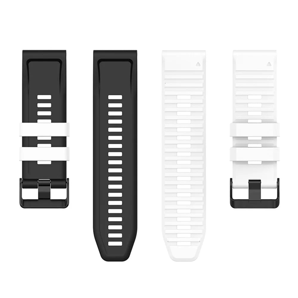 For Garmin Fenix 7 / 6 / 5 / Amazfit Falcon Silicone Watch Band 22mm Dual Color Adjustable Smart Watch Strap Replacement - White / Black - 5