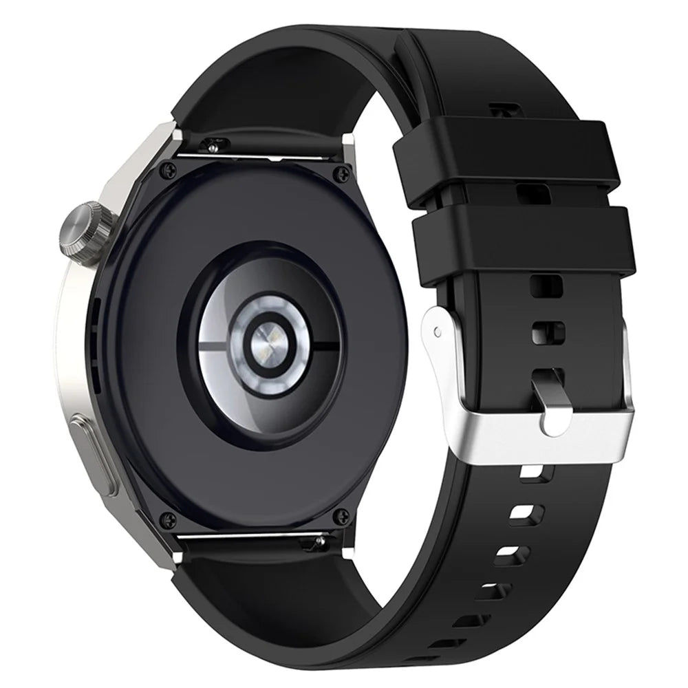 For Huawei Watch GT 3 Pro 46mm/GT 2 46mm Pro/GT 2 46mm Silicone Watch Band 22mm Adjustable Wrist Strap with Silver Pin Buckle - Black - 2
