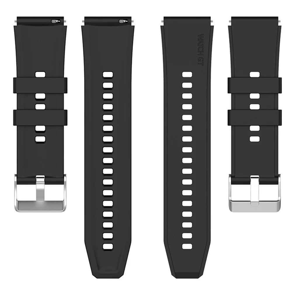 For Huawei Watch GT 3 Pro 46mm/GT 2 46mm Pro/GT 2 46mm Silicone Watch Band 22mm Adjustable Wrist Strap with Silver Pin Buckle - Black - 4
