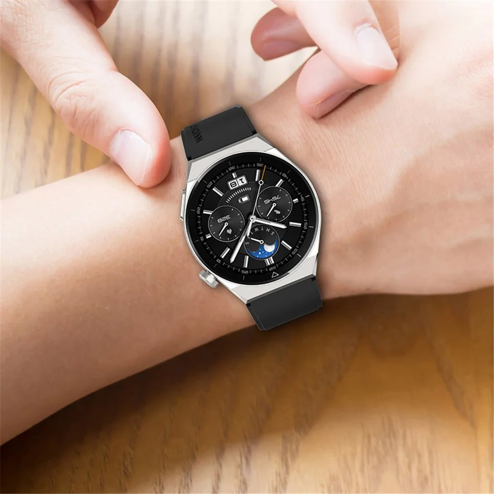 For Huawei Watch GT 3 Pro 46mm/GT 2 46mm Pro/GT 2 46mm Silicone Watch Band 22mm Adjustable Wrist Strap with Silver Pin Buckle - Black - 6