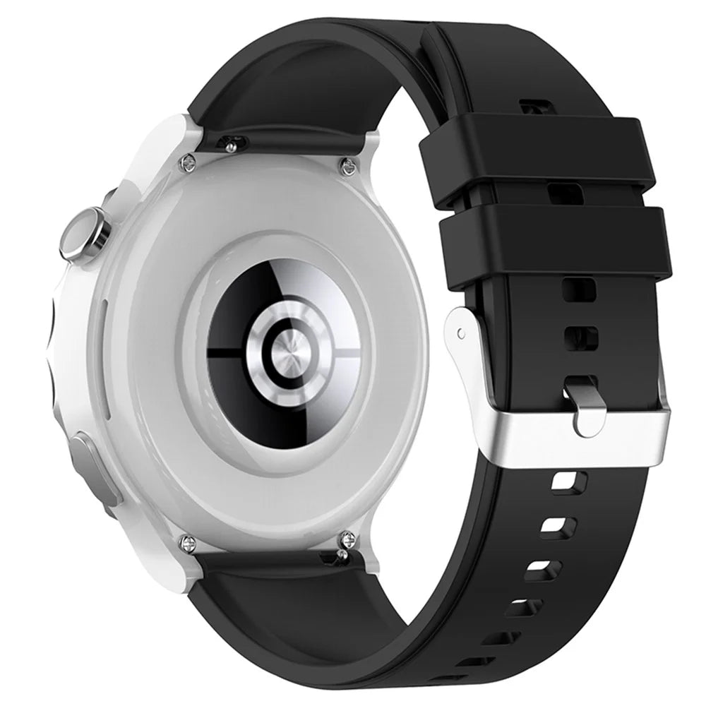 For Samsung Watch Heart-S / Heart-L / Galaxy Watch6 40mm 44mm / Watch6 Classic 43mm 47mm / Watch 5 40mm 44mm / 5 Pro 45mm / Watch4 40mm 44mm Silicone Watch Band 20mm Smart Watch Wrist Strap with Silver Steel Buckle - Black - 2