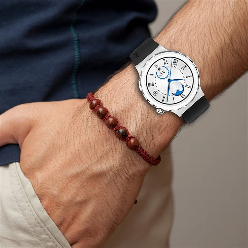 For Samsung Watch Heart-S / Heart-L / Galaxy Watch6 40mm 44mm / Watch6 Classic 43mm 47mm / Watch 5 40mm 44mm / 5 Pro 45mm / Watch4 40mm 44mm Silicone Watch Band 20mm Smart Watch Wrist Strap with Silver Steel Buckle - Black - 6