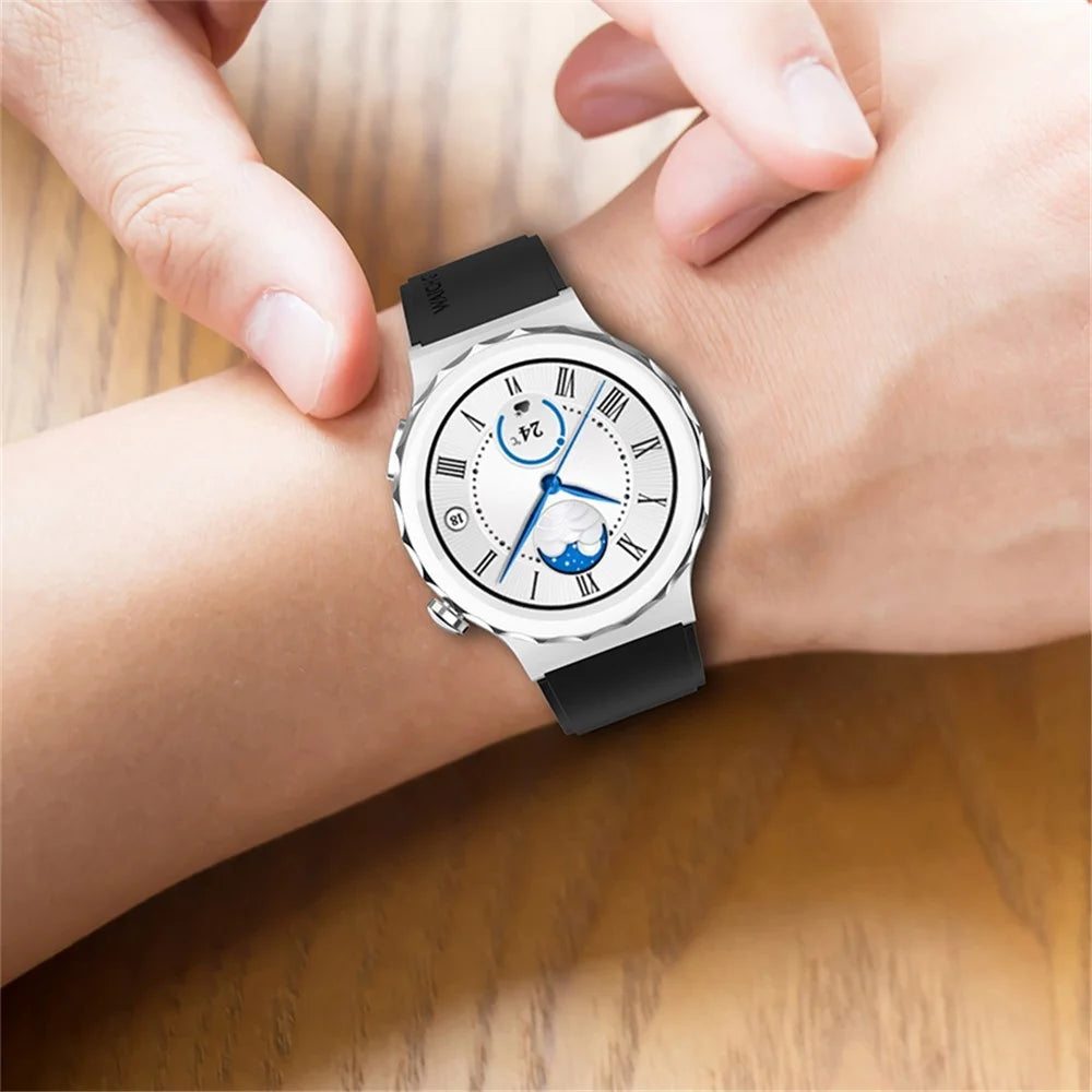 For Samsung Watch Heart-S / Heart-L / Galaxy Watch6 40mm 44mm / Watch6 Classic 43mm 47mm / Watch 5 40mm 44mm / 5 Pro 45mm / Watch4 40mm 44mm Silicone Watch Band 20mm Smart Watch Wrist Strap with Silver Steel Buckle - Black - 7