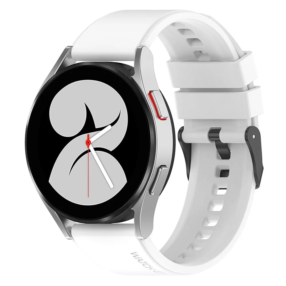 For Samsung Watch Heart-S / Heart-L / Galaxy Watch6 40mm 44mm / Watch6 Classic 43mm 47mm / Watch 5 40mm 44mm / 5 Pro 45mm / Watch4 40mm 44mm Replacement Watch Strap 20mm Silicone Watch Band - White - 4