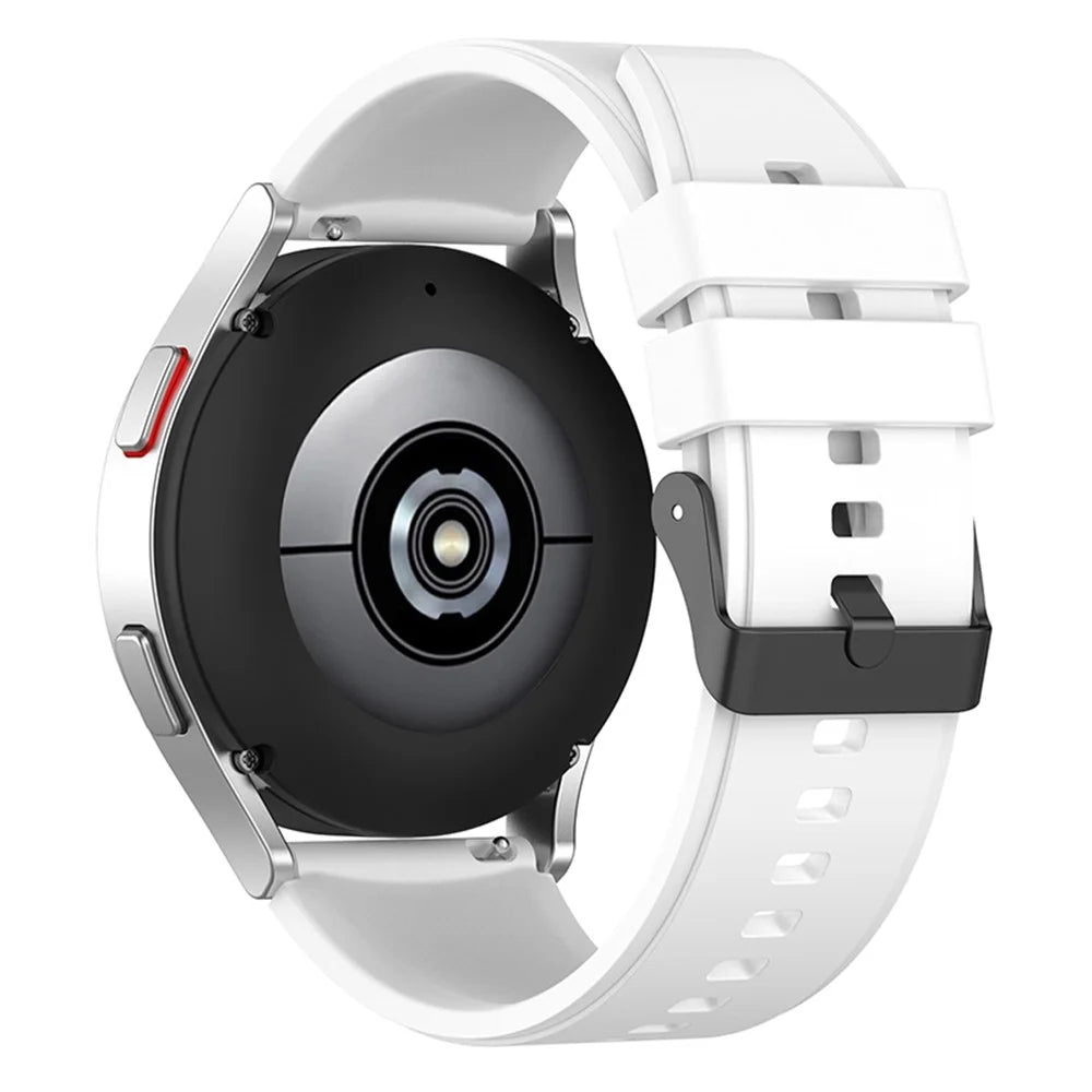 For Samsung Watch Heart-S / Heart-L / Galaxy Watch6 40mm 44mm / Watch6 Classic 43mm 47mm / Watch 5 40mm 44mm / 5 Pro 45mm / Watch4 40mm 44mm Replacement Watch Strap 20mm Silicone Watch Band - White - 5