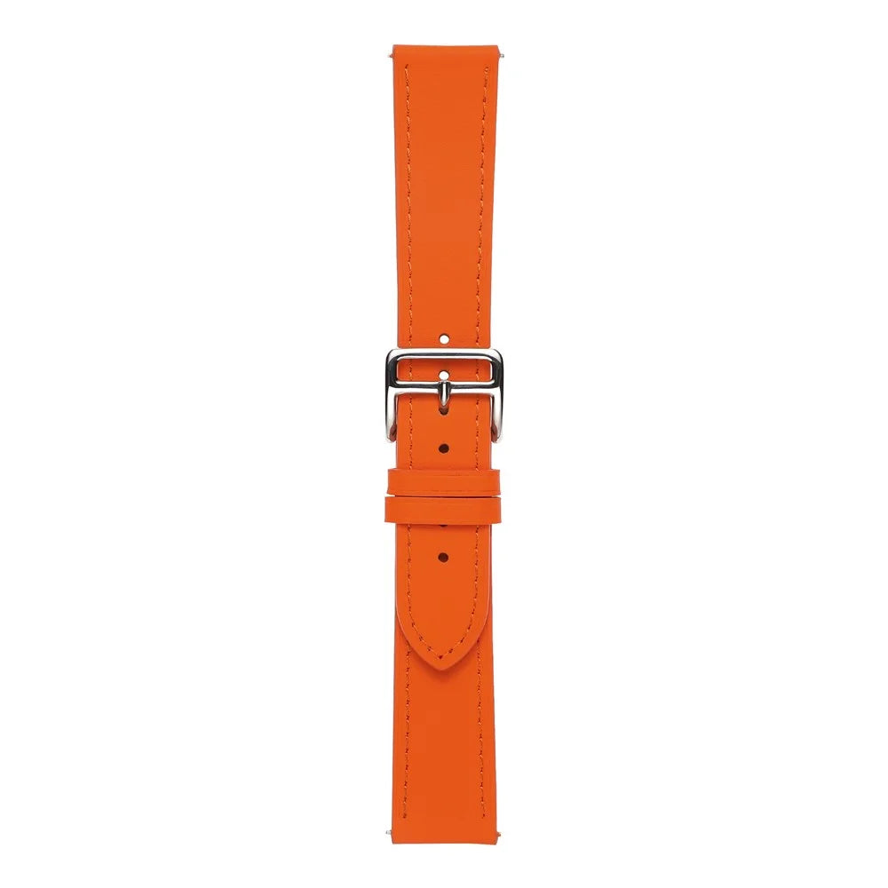 For Samsung Galaxy Watch4 40mm/44mm/Garmin Venu 2 Plus Watch Band 20mm Textured Genuine Leather Wrist Strap Replacement - Orange - 2