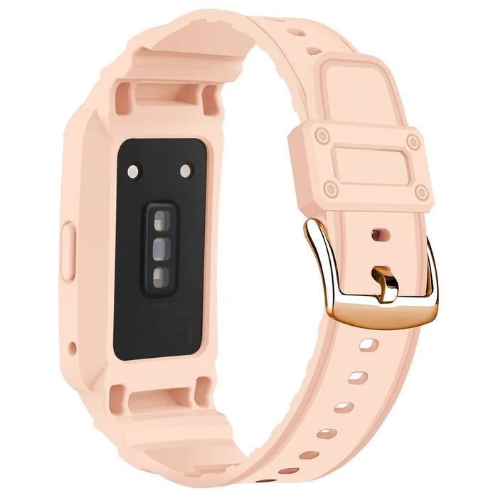 For Honor Band 6/Huawei Band 6/7 Replacement TPU Watch Band Adjustable Wrist Strap + Watch Case - Pink - 2
