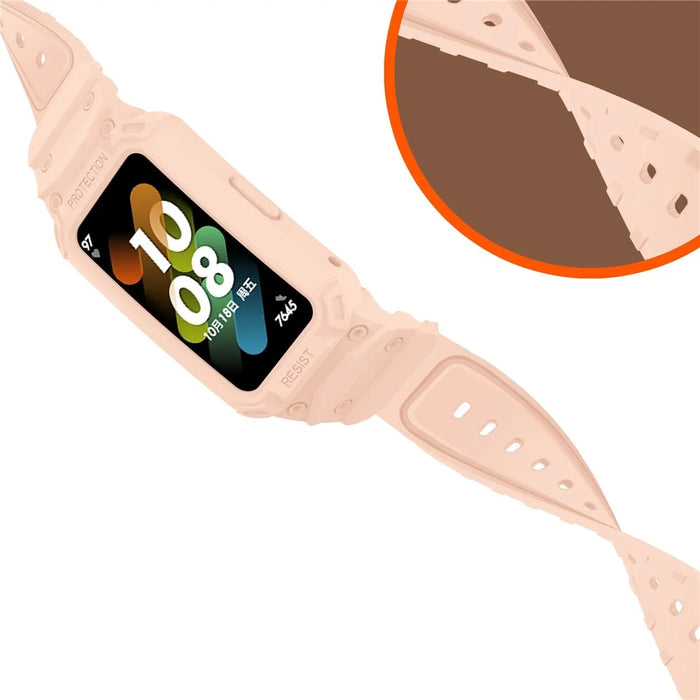 For Honor Band 6/Huawei Band 6/7 Replacement TPU Watch Band Adjustable Wrist Strap + Watch Case - Pink - 5