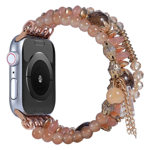 For Apple Watch Ultra 3 2 1 49mm / Series 11 10 46mm / 9 8 7 45mm / SE3 SE2 SE 6 5 4 44mm / 3 2 1 42mm Agate + Stainless Steel Watch Strap Bracelet Replacement Smart Watch Band - Coffee - 1