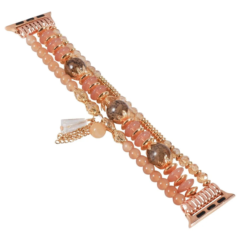 For Apple Watch Ultra 3 2 1 49mm / Series 11 10 46mm / 9 8 7 45mm / SE3 SE2 SE 6 5 4 44mm / 3 2 1 42mm Agate + Stainless Steel Watch Strap Bracelet Replacement Smart Watch Band - Coffee - 3