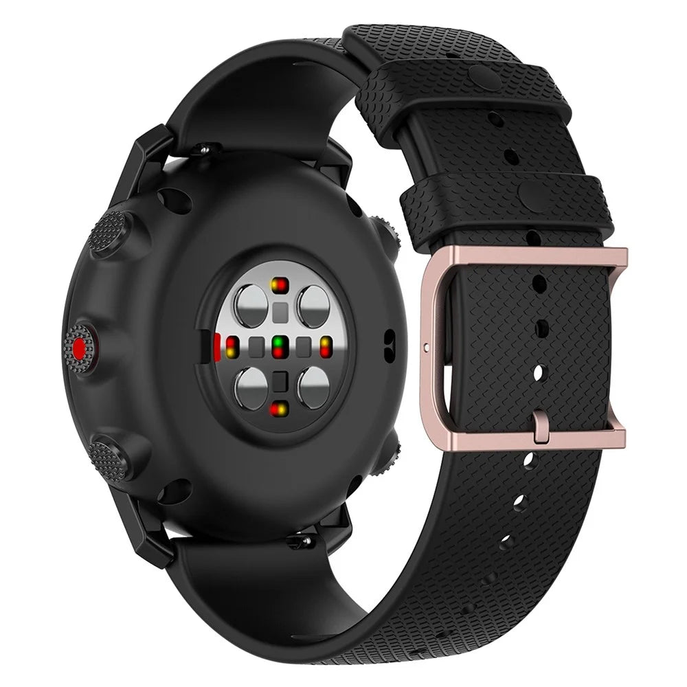 For Polar Grit X/Grit X Pro/Vantage M/Vantage M2 22mm Dots Design Square Buckle Watch Strap Silicone Wrist Band Replacement - Black - 1