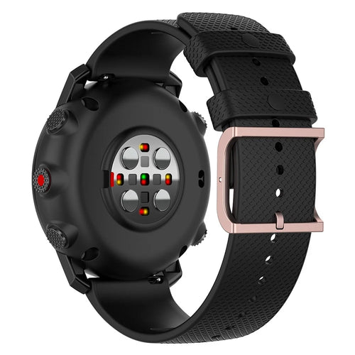 For Polar Grit X/Grit X Pro/Vantage M/Vantage M2 22mm Dots Design Square Buckle Watch Strap Silicone Wrist Band Replacement - Black - 1