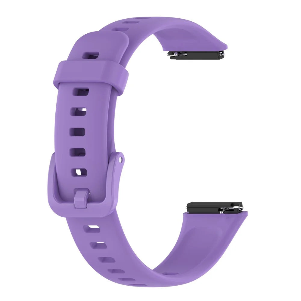Silicone Smart Watch Band for Huawei Band 7, Solid Color Adjustable Wrist Strap Replacement - Lilac Purple - 4
