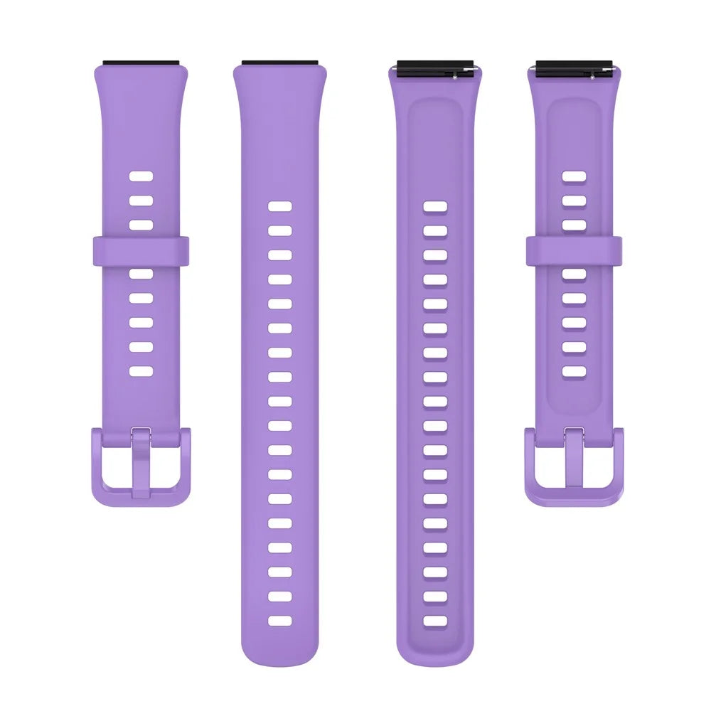 Silicone Smart Watch Band for Huawei Band 7, Solid Color Adjustable Wrist Strap Replacement - Lilac Purple - 6