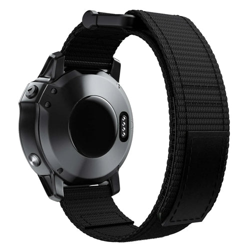 For Garmin Fenix 7X / 6X Pro / Tactix 7 26mm Nylon Loop Sport Watch Band Adjustable Wrist Strap Replacement - Black - 1