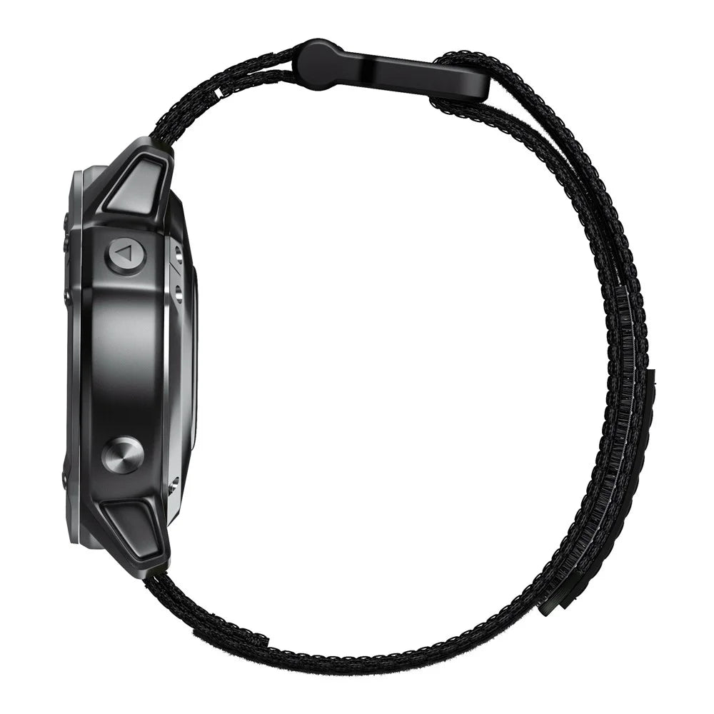 For Garmin Fenix 7X / 6X Pro / Tactix 7 26mm Nylon Loop Sport Watch Band Adjustable Wrist Strap Replacement - Black - 4