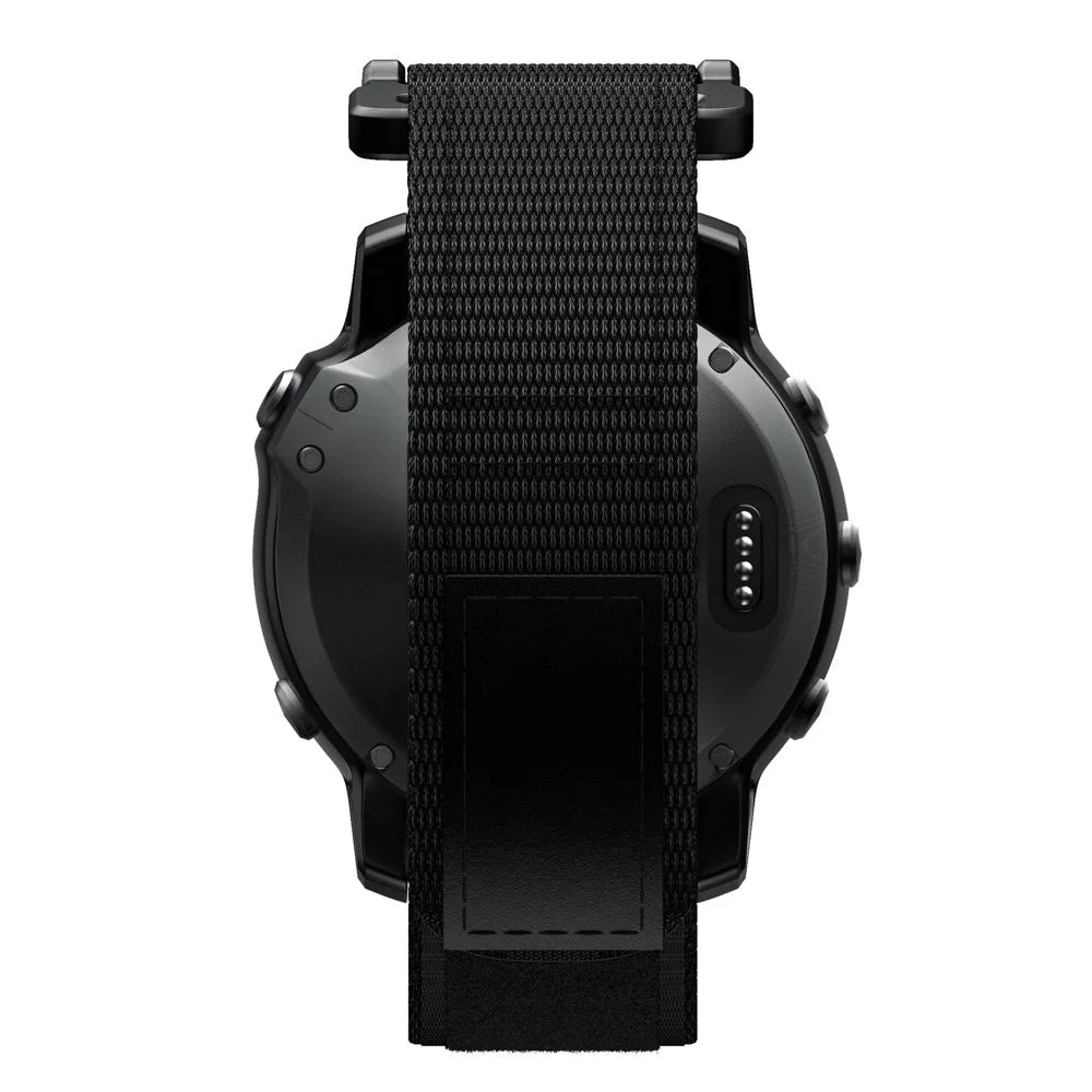 For Garmin Fenix 7X / 6X Pro / Tactix 7 26mm Nylon Loop Sport Watch Band Adjustable Wrist Strap Replacement - Black - 7