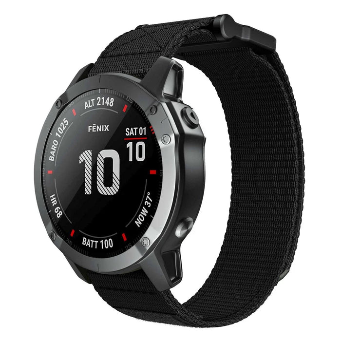 For Garmin Fenix 7/Fenix 6 Pro/Forerunner 935/945 22mm Smart Watch Strap Adjustable Nylon Loop Wrist Band - Black - 2