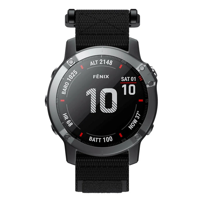 For Garmin Fenix 7/Fenix 6 Pro/Forerunner 935/945 22mm Smart Watch Strap Adjustable Nylon Loop Wrist Band - Black - 6