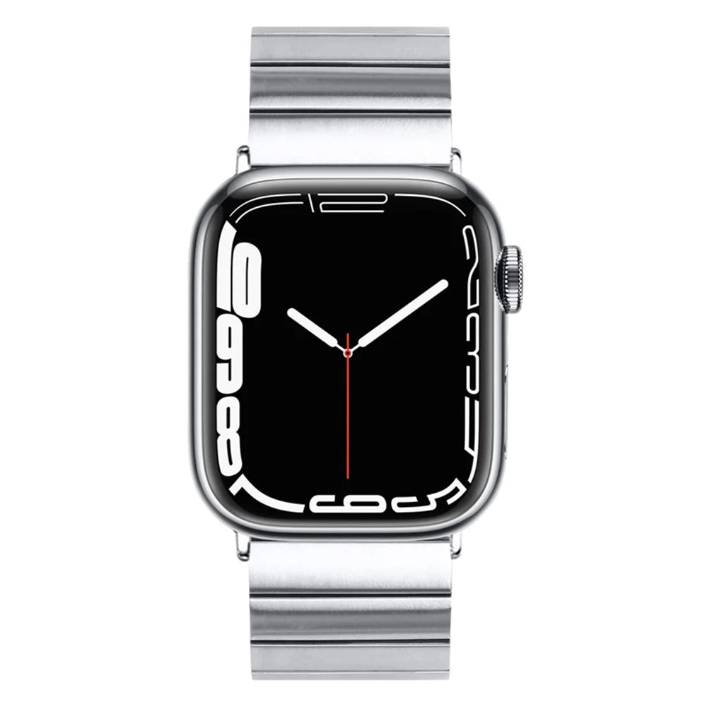 For Apple Watch Series 10 42mm / 9 8 7 41mm / 6 5 4 SE SE (2022) SE (2023) 40mm / 3 2 1 38mm Buckle Design Anti-Scratch Stainless Steel Smart Watch Band Replacement Strap - Silver - 5