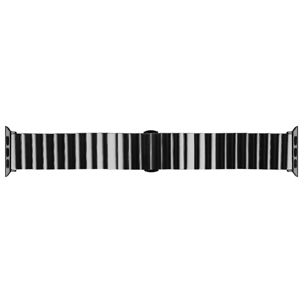 For Apple Watch Ultra 3 2 1 49mm / Series 11 10 46mm / 9 8 7 45mm / SE3 SE2 SE 6 5 4 44mm / 3 2 1 42mm / Watch Ultra 49mm Buckle Design Stainless Steel Wrist Strap Smart Watch Band - Black - 3