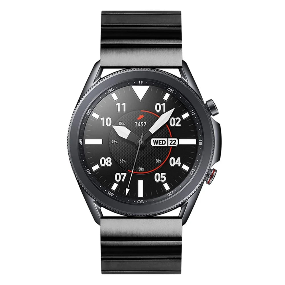 For Samsung Gear S3 Classic/Galaxy Watch 46mm/Watch4 Classic 46mm, Watch Band Buckle Design Stainless Steel Strap - Black - 5