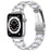 For Apple Watch Series 11 10 42mm / 9 8 7 41mm / SE3 SE2 SE 6 5 4 40mm / 3 2 1 38mm Anti-Scratch Stainless Steel Resin Watch Band Rhinestone Decor Stylish Wrist Strap - Silver / White - 1