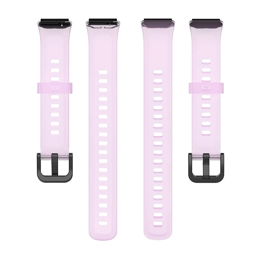 Translucent Smart Watch Band for Huawei Band 7, Soft Silicone Adjustable Wrist Strap Replacement - Transparent Purple - 2