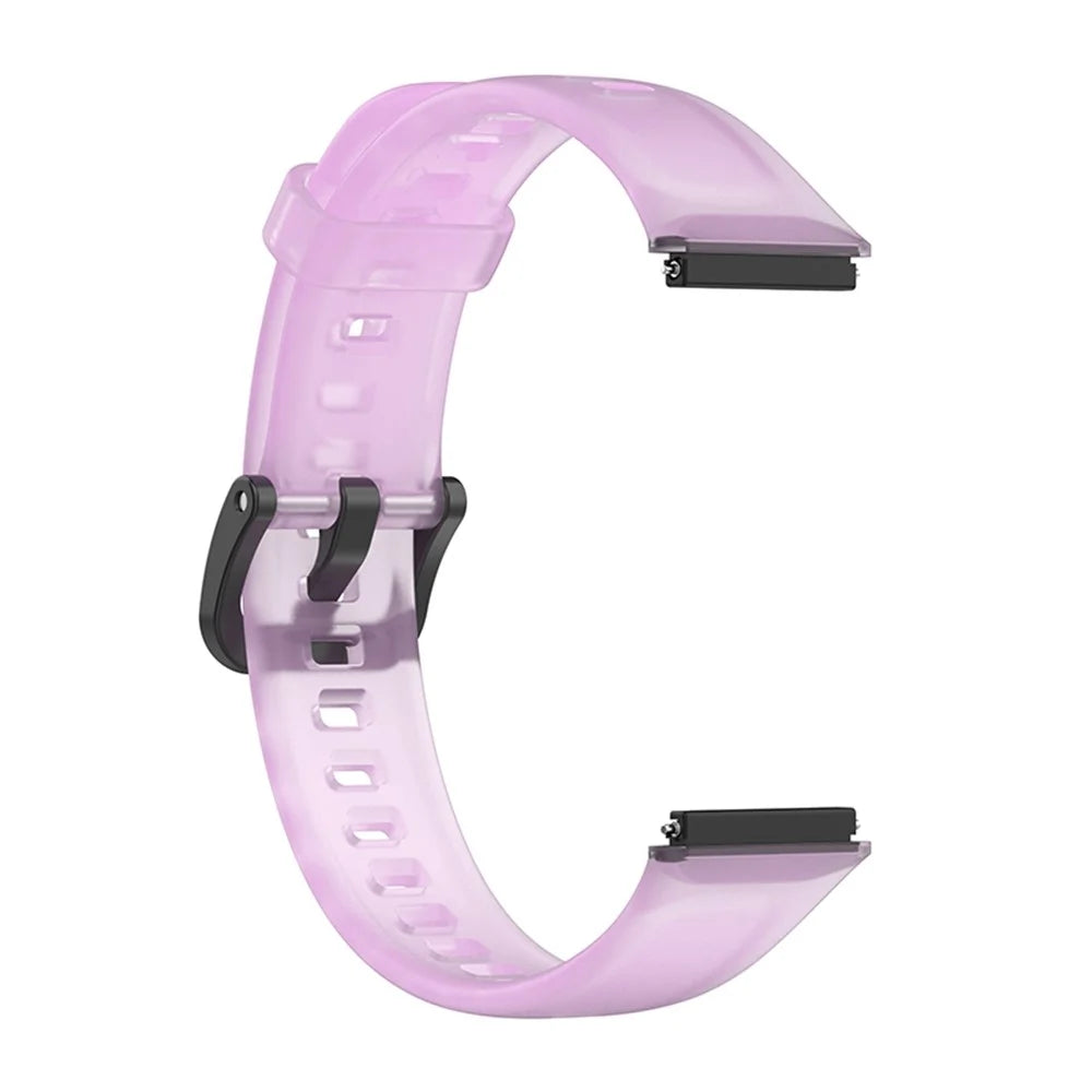 Translucent Smart Watch Band for Huawei Band 7, Soft Silicone Adjustable Wrist Strap Replacement - Transparent Purple - 3