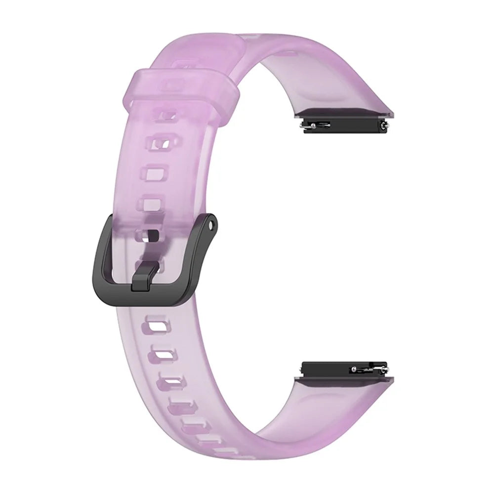 Translucent Smart Watch Band for Huawei Band 7, Soft Silicone Adjustable Wrist Strap Replacement - Transparent Purple - 4