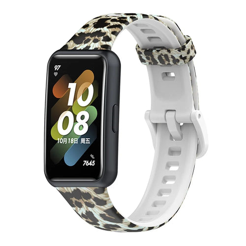 Pattern Printing Watch Strap for Huawei Band 7, Adjustable TPU Wrist Band Replacement Bracelet - Leopard Pattern - 1