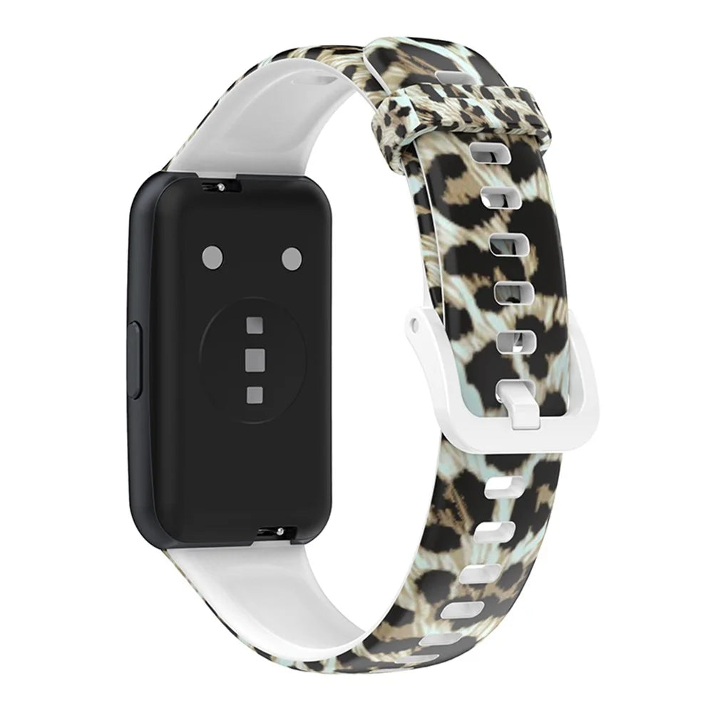 Pattern Printing Watch Strap for Huawei Band 7, Adjustable TPU Wrist Band Replacement Bracelet - Leopard Pattern - 5