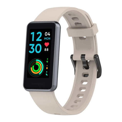 Soft Silicone Smart Watch Band for Realme Band 2, Adjustable Pin Buckle Wrist Strap Replacement - Beige - 1