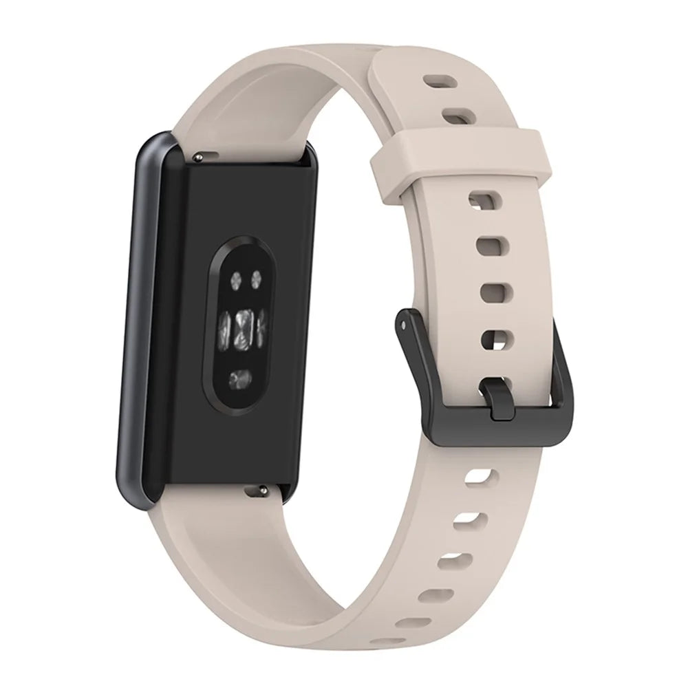 Soft Silicone Smart Watch Band for Realme Band 2, Adjustable Pin Buckle Wrist Strap Replacement - Beige - 5