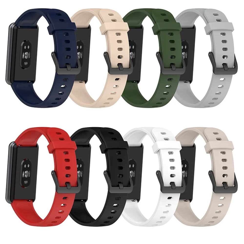 Soft Silicone Smart Watch Band for Realme Band 2, Adjustable Pin Buckle Wrist Strap Replacement - Beige - 6