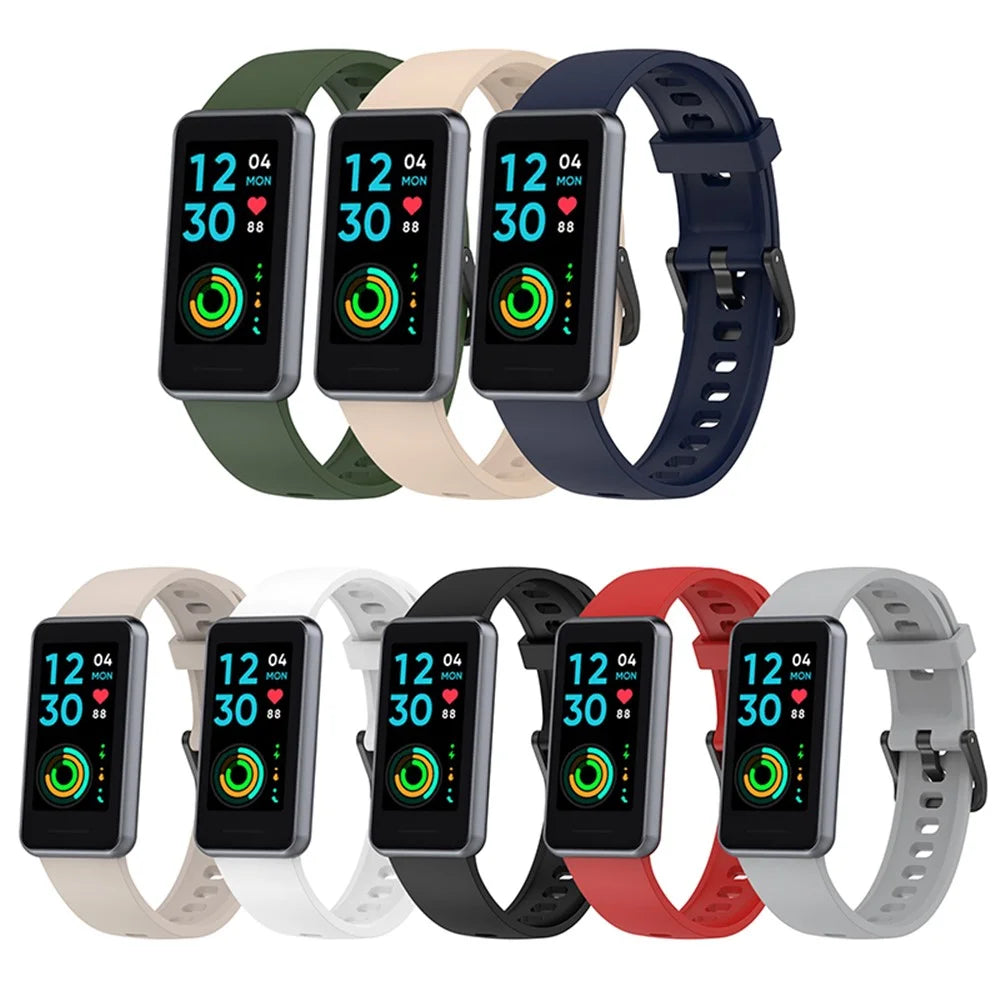 Soft Silicone Smart Watch Band for Realme Band 2, Adjustable Pin Buckle Wrist Strap Replacement - Beige - 7