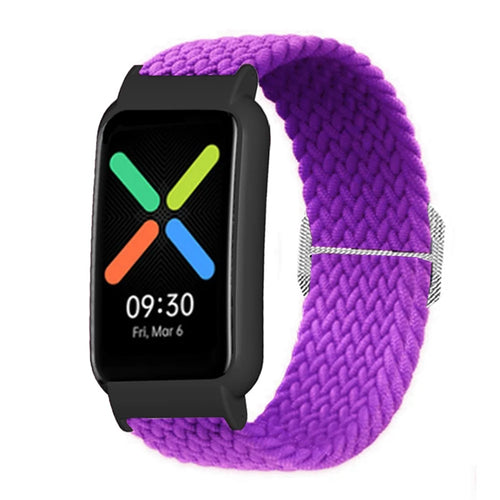 Nylon Knitted Elastic Watch Band for Oppo Watch Free, Replacement Wrist Strap with Watch Case - Purple/Black - 1
