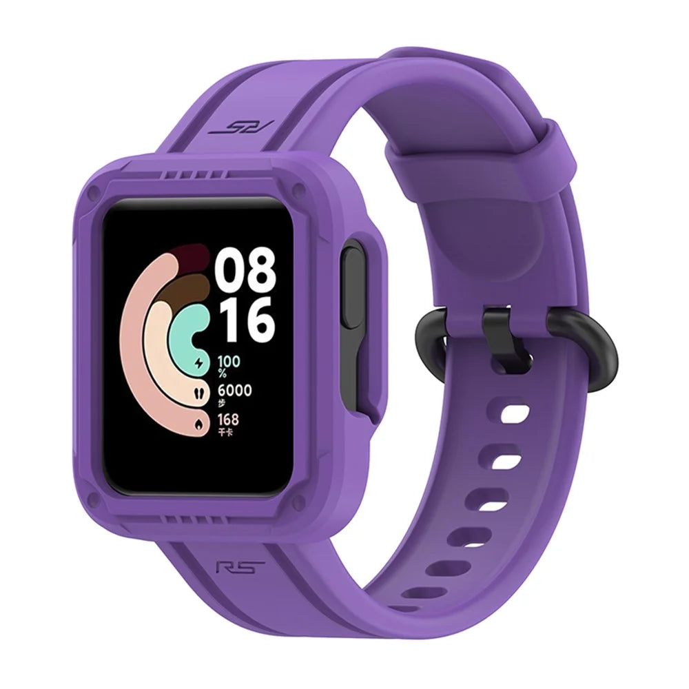 For Xiaomi Redmi Watch/Redmi Watch 2/Mi Watch Lite/Mi Watch Lite 2 Smart Watch Strap Soft Silicone Wrist Band with Watch Case - Purple - 1
