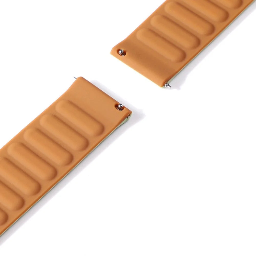 For Samsung Galaxy Watch4 40mm/44mm/Garmin Venu 2 Plus Silicone Watch Band 20mm Magnetic Wrist Strap Replacement - Brown - 4