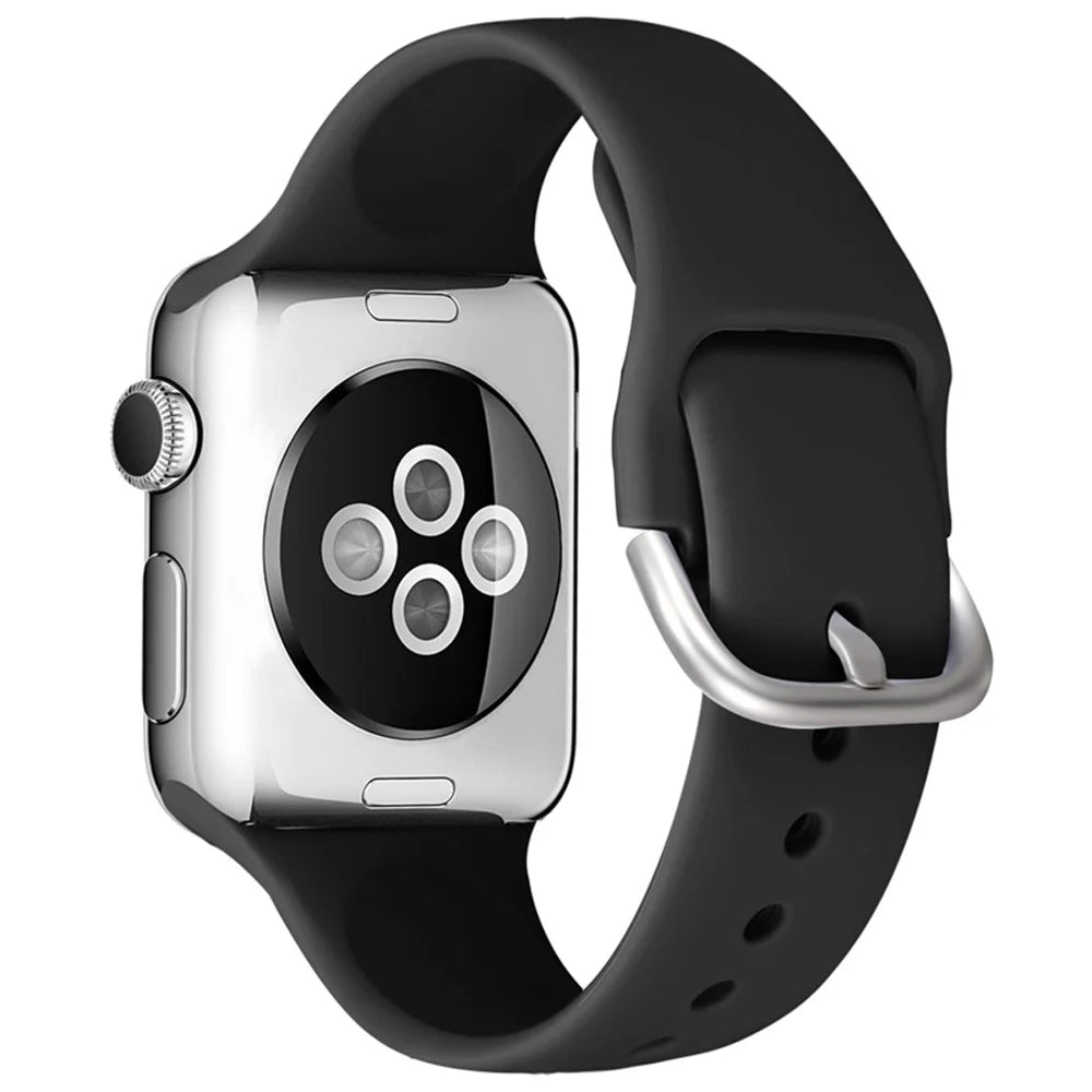 For Apple Watch Ultra 3 2 1 49mm / Series 11 10 46mm / 9 8 7 45mm / SE3 SE2 SE 6 5 4 44mm / 3 2 1 42mm Silicone Watch Strap Adjustable Pin Buckle Wrist Band Replacement - Yellow / Green - 1