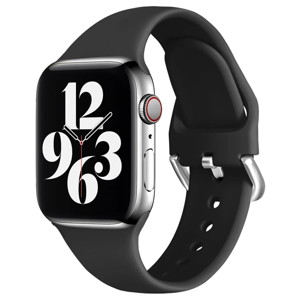 For Apple Watch Ultra 3 2 1 49mm / Series 11 10 46mm / 9 8 7 45mm / SE3 SE2 SE 6 5 4 44mm / 3 2 1 42mm Silicone Watch Strap Adjustable Pin Buckle Wrist Band Replacement - Yellow / Green - 2