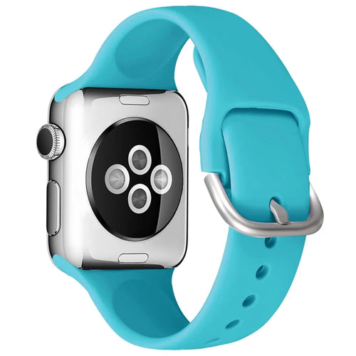 For Apple Watch Series 11 10 42mm / 9 8 7 41mm / SE3 SE2 SE 6 5 4 40mm / 3 2 1 38mm Soft Silicone Watch Band Adjustable Wrist Strap with Silver Pin Buckle - Green - 1