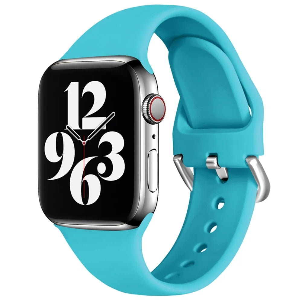 For Apple Watch Series 11 10 42mm / 9 8 7 41mm / SE3 SE2 SE 6 5 4 40mm / 3 2 1 38mm Soft Silicone Watch Band Adjustable Wrist Strap with Silver Pin Buckle - Green - 2