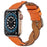 A030 For Apple Watch Ultra 3 2 1 49mm / Series 11 10 46mm / 9 8 7 45mm / SE3 SE2 SE 6 5 4 44mm / 3 2 1 42mm Woven Design Watch Band Top Layer Cowhide Leather Replacement Strap - Orange - 3