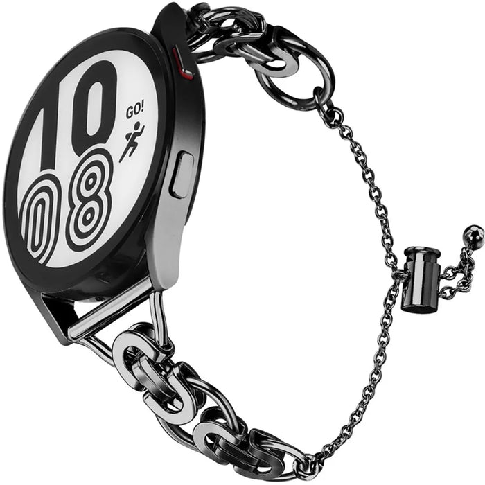 For Samsung Galaxy Watch4 Active 40mm 44mm/Watch4 Classic 46mm 42mm Stainless Steel Watch Band Bead Decor Bracelet Splicing Wristband Strap - Black - 1