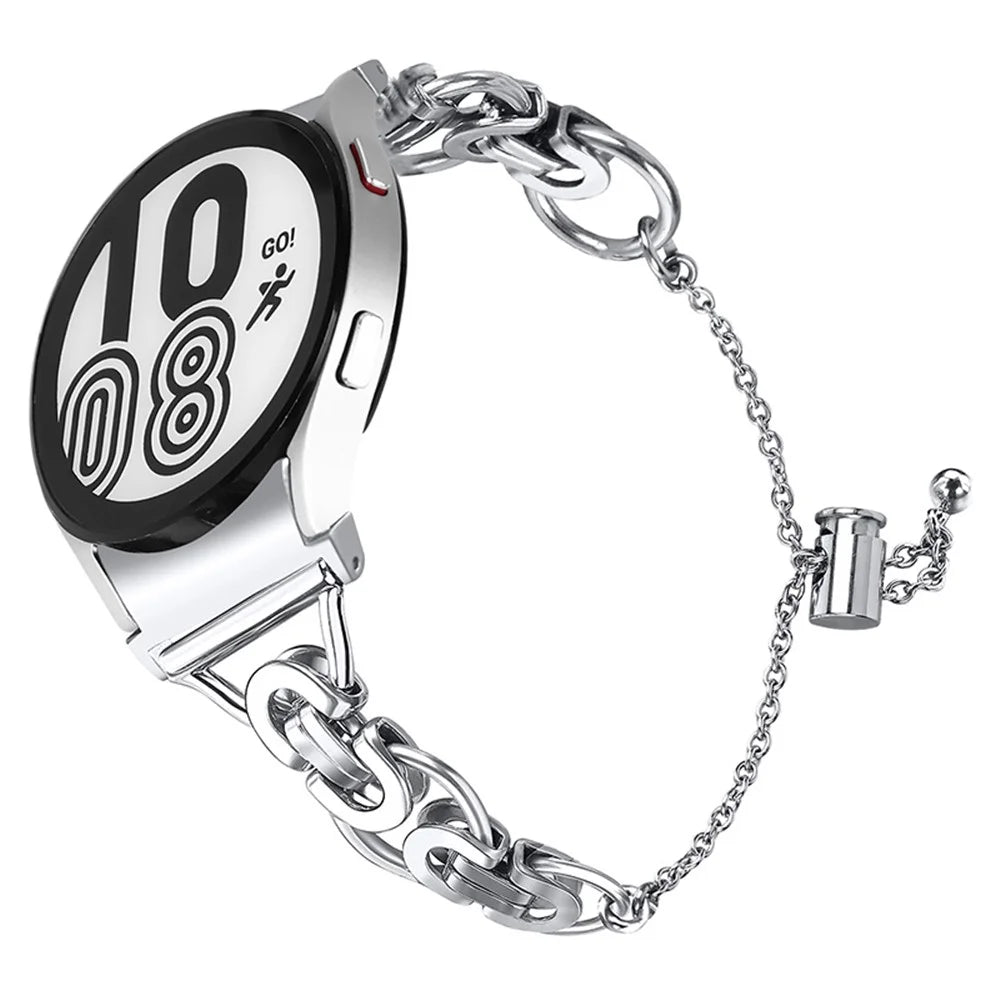 For Samsung Galaxy Watch4 Active 40mm 44mm/Watch4 Classic 46mm 42mm Wristband Strap Replacement Stainless Steel Bead Decor Watch Band Bracelet - Silver - 1