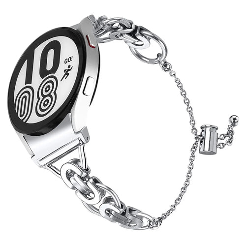 For Samsung Galaxy Watch4 Active 40mm 44mm/Watch4 Classic 46mm 42mm Wristband Strap Replacement Stainless Steel Bead Decor Watch Band Bracelet - Silver - 1