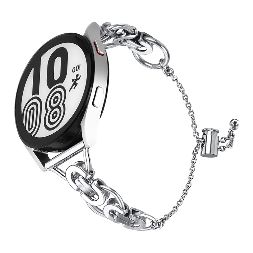 For Samsung Galaxy Watch4 Active 40mm 44mm/Watch4 Classic 46mm 42mm Fashionable Stainless Steel Bead Decor Watch Band Bracelet Wristband Strap - Silver - 1