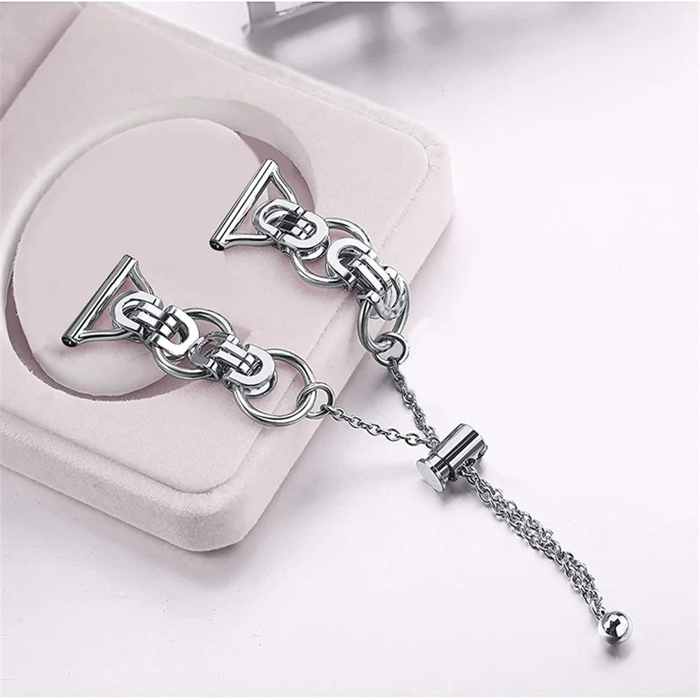 For Samsung Galaxy Watch4 Active 40mm 44mm/Watch4 Classic 46mm 42mm Fashionable Stainless Steel Bead Decor Watch Band Bracelet Wristband Strap - Silver - 2